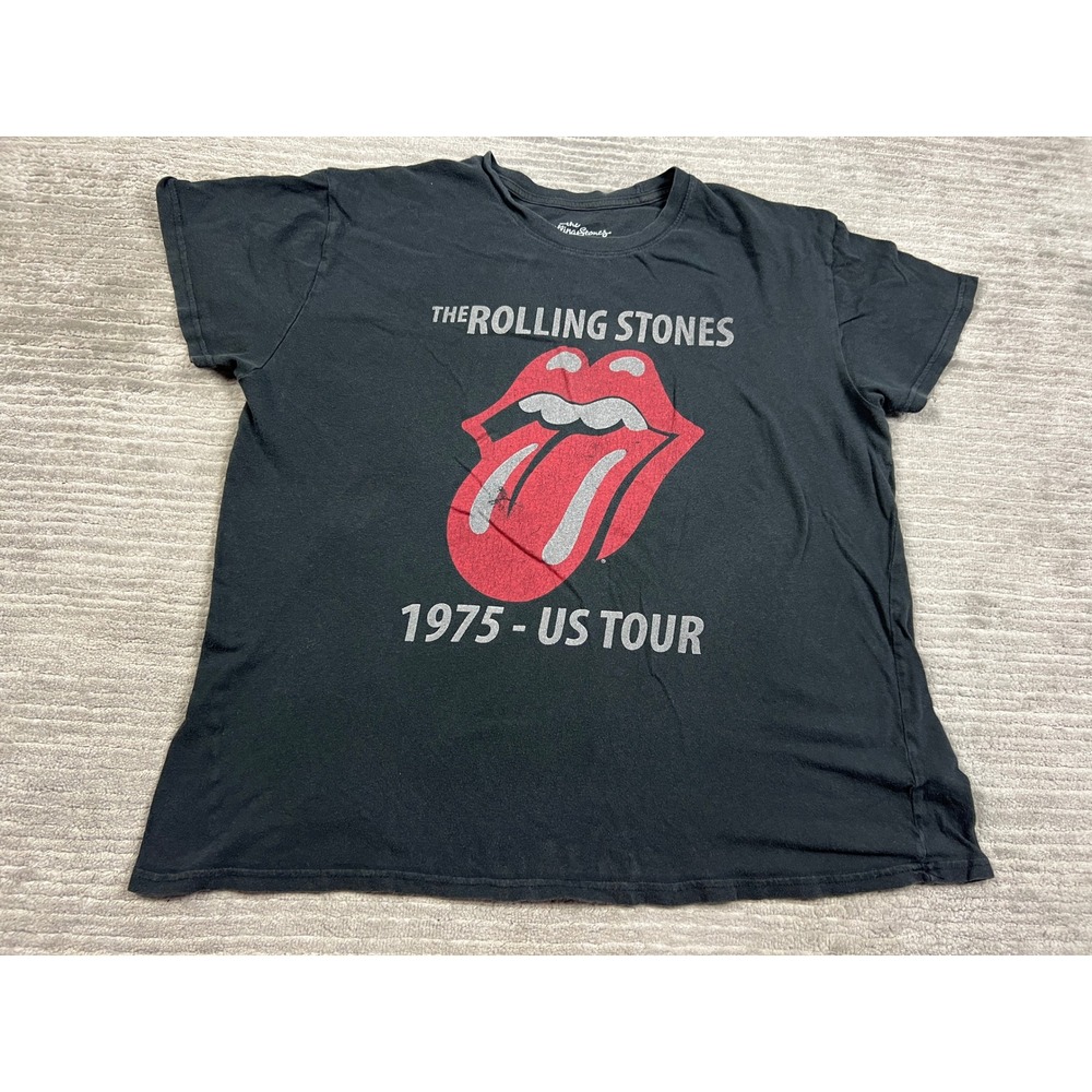 The Rolling Stones T-Shirt Unisex XXL Black 1975 US Tour Graphic Rock Band Tee